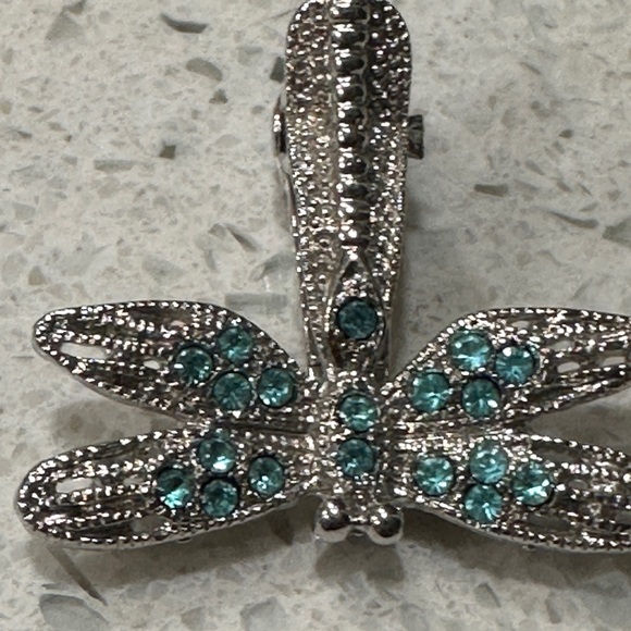 Elegant Silver and Blue Dragonfly Hairpin - Picture 2 of 6